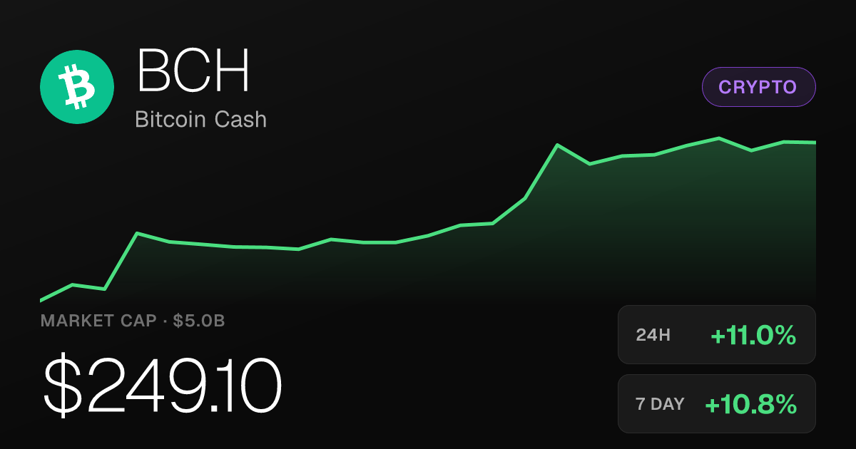 Bitcoin Cash Surges 11% in 24 Hours, Extends Month-Long Rally